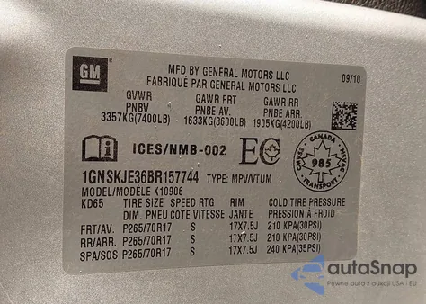 2011 Chevrolet Suburban 1500 Lt1 z USA, uszkodzony, nr VIN 1GNSKJE36BR157744